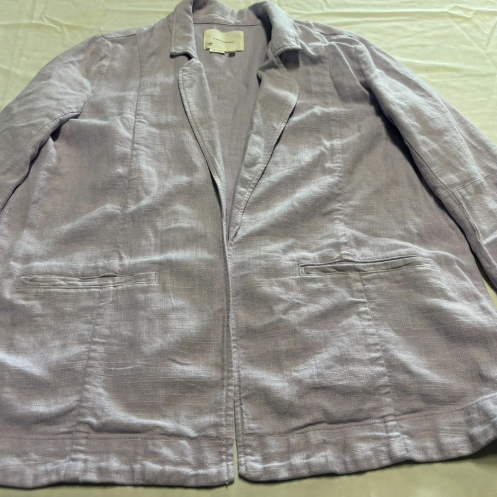 Anthropologie Linen Blend Blazer Jacket Split Back Lilac Women’s Size 12